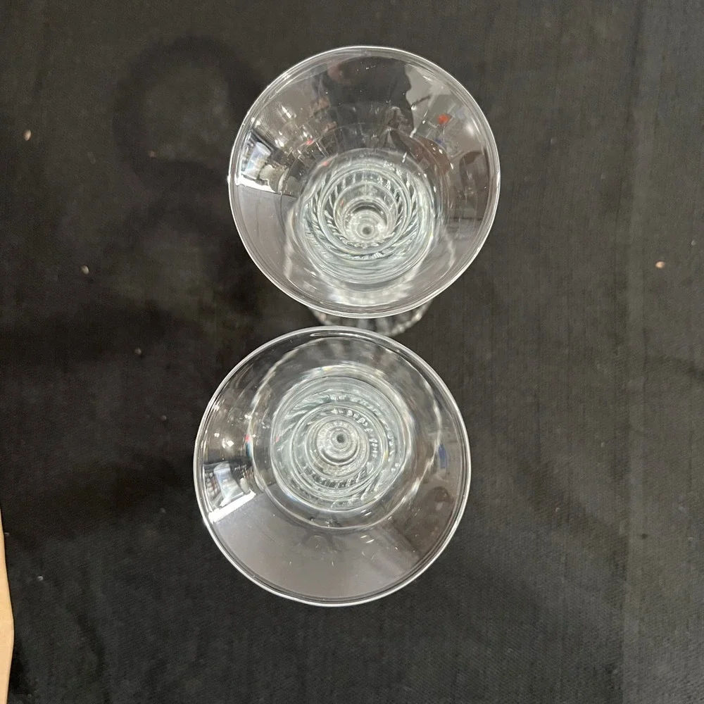 Vintage Clear Fluted Glass Taper Candlestick Holders Set of 2 Trumpet Base 7.25